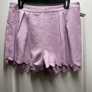 Lilac lace and scalloped hem shorts